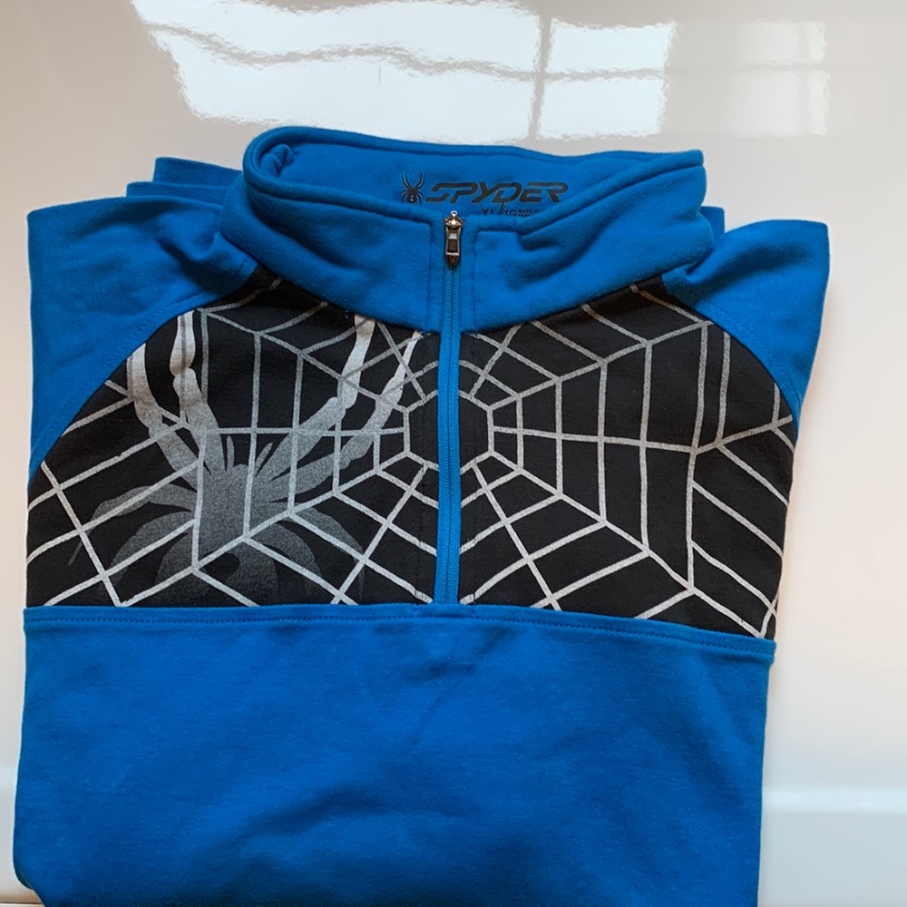 Boys XL, baselayer / thermal, Blue, front half zip ‘Spyder’